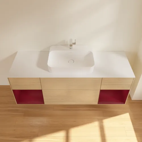 VILLEROY BOCH Toaletní skříňka Finion, s osvětlením, 4 výsuvy, 1600 x 603 x 501 mm, dubová dýha / matný lak Pivoňka / matné bílé sklo #F451HBPC, obrázek 4