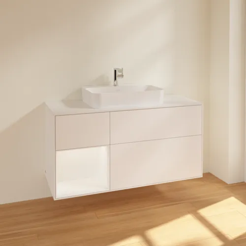 VILLEROY BOCH Toaletní skříňka Finion, s osvětlením, 3 výsuvy, 1200 x 603 x 501 mm, bílý matný lak / bílý matný lak / sklo bílé matné #F411MTMT, obrázek 2
