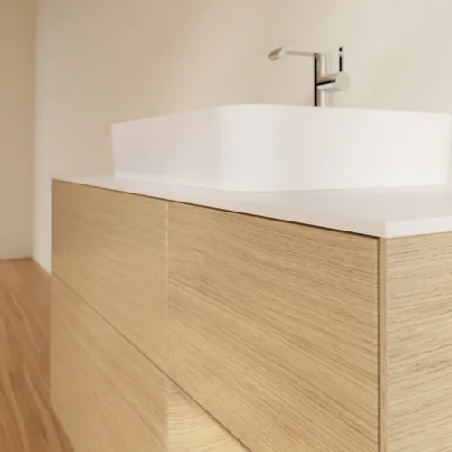 VILLEROY BOCH Toaletní skříňka Finion, s osvětlením, 3 výsuvy, 1200 x 603 x 501 mm, dubová dýha / dubová dýha / sklo bílé matné #F421PCPC, obrázek 6