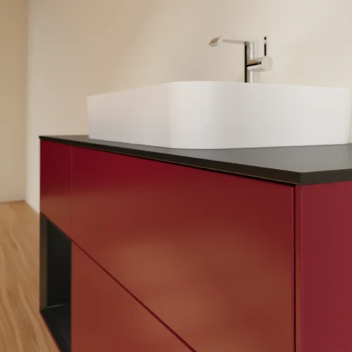 VILLEROY BOCH Toaletní skříňka Finion, s osvětlením, 3 výsuvy, 1200 x 603 x 501 mm, Peony Matt Lacquer / Black Matt Lacquer / Glass Black Matt #F412PDHB, obrázek 6