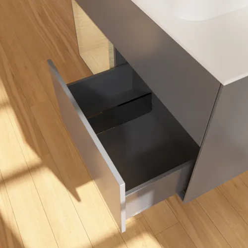 VILLEROY BOCH Toaletní skříňka Finion, s osvětlením, 2 výsuvy, 1000 x 603 x 501 mm, antracit matný lak / dubová dýha / sklo bílé matné #F651PCGK, obrázek 7