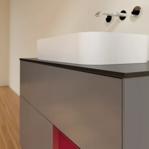 VILLEROY BOCH Toaletní skříňka Finion, s osvětlením, 2 výsuvy, 1000 x 603 x 501 mm, antracitový matný lak / pivoňkový matný lak / černé matné sklo #F662HBGK, obrázek 6