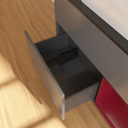 VILLEROY BOCH Toaletní skříňka Finion, s osvětlením, 2 výsuvy, 1000 x 603 x 501 mm, antracitový matný lak / pivoňkový matný lak / černé matné sklo #F662HBGK, obrázek 7