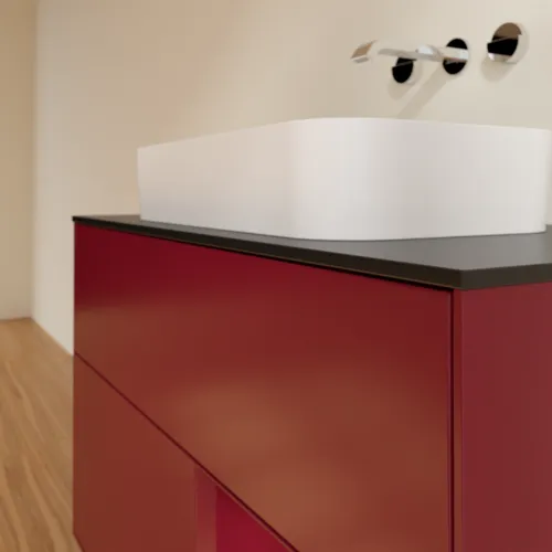 VILLEROY BOCH Toaletní skříňka Finion, s osvětlením, 2 výsuvy, 1000 x 603 x 501 mm, Peony Matt Lacquer / Peony Matt Lacquer / Glass Black Matt #F662HBHB, obrázek 6