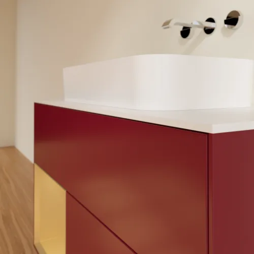 VILLEROY BOCH Toaletní skříňka Finion, s osvětlením, 2 výsuvy, 1000 x 603 x 501 mm, Peony Matt Lacquer / Gold Matt Lacquer / Glass White Matt #F651HFHB, obrázek 6