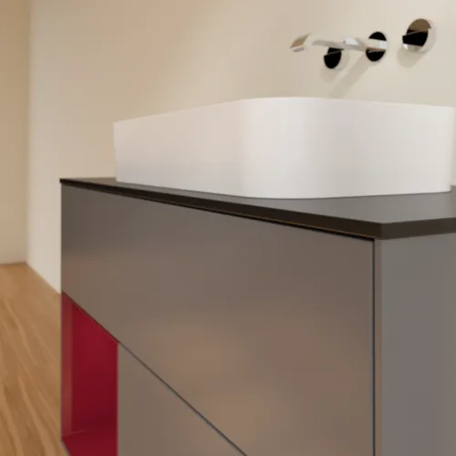VILLEROY BOCH Toaletní skříňka Finion, s osvětlením, 2 výsuvy, 1000 x 603 x 501 mm, antracitový matný lak / pivoňkový matný lak / černé matné sklo #F652HBGK, obrázek 6