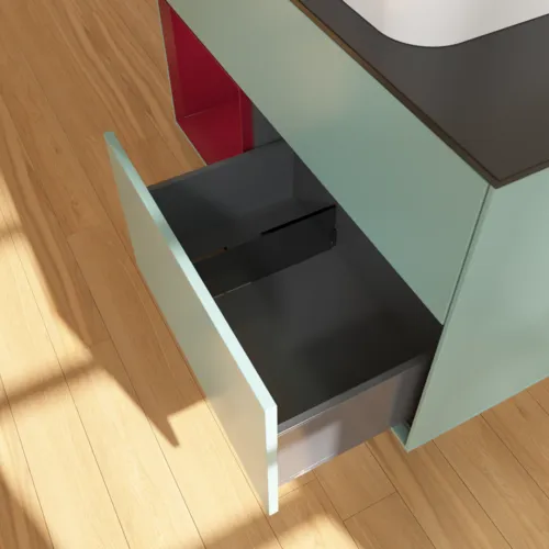 VILLEROY BOCH Toaletní skříňka Finion, s osvětlením, 2 výsuvy, 1000 x 603 x 501 mm, olivový matný lak / pivoňkový matný lak / černé matné sklo #F652HBGM, obrázek 7