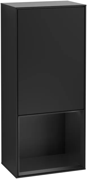 VILLEROY BOCH Boční skříňka Finion, s osvětlením, 1 dveře, 418 x 936 x 270 mm, černý matný lak / černý matný lak #F540PDPD