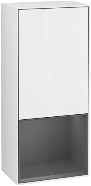 VILLEROY BOCH Boční skříňka Finion, s osvětlením, 1 dveře, 418 x 936 x 270 mm, lesklý bílý lak / antracitový matný lak #F550GKGF