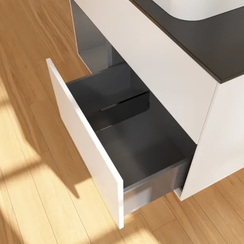 VILLEROY BOCH Toaletní skříňka Finion, s osvětlením, 2 výsuvy, 1000 x 603 x 501 mm, bílý matný lak / antracitový matný lak / černé matné sklo #F652GKMT, obrázek 7