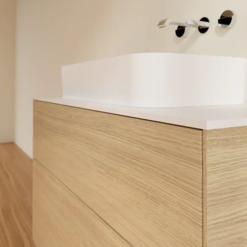 VILLEROY BOCH Toaletní skříňka Finion, 2 výsuvy, 1000 x 603 x 501 mm, dubová dýha / sklo bílé matné #F64100PC, obrázek 5