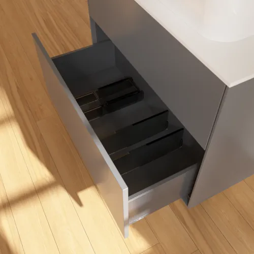 VILLEROY BOCH Toaletní skříňka Finion, 2 výsuvy, 800 x 603 x 501 mm, antracit matný lak / sklo bílé matné #F63100GK, obrázek 6