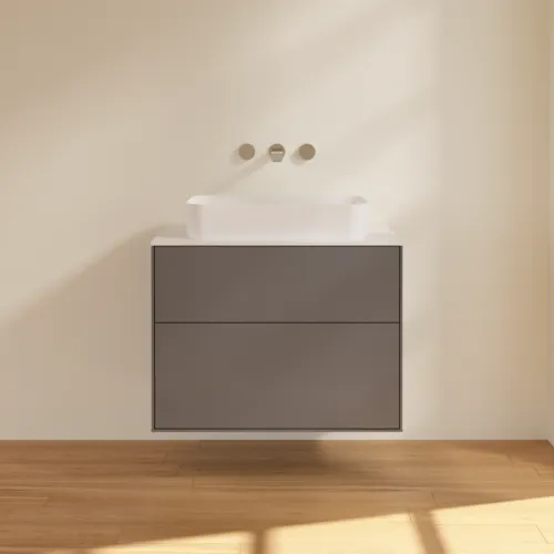 VILLEROY BOCH Toaletní skříňka Finion, 2 výsuvy, 800 x 603 x 501 mm, antracit matný lak / sklo bílé matné #F63100GK, obrázek 3