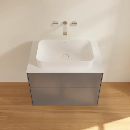 VILLEROY BOCH Toaletní skříňka Finion, 2 výsuvy, 800 x 603 x 501 mm, antracit matný lak / sklo bílé matné #F63100GK, obrázek 4