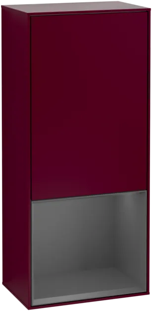 VILLEROY BOCH Boční skříňka Finion, s osvětlením, 1 dvířka, 418 x 936 x 270 mm, matný lak Peony / matný antracitový lak #F550GKHB