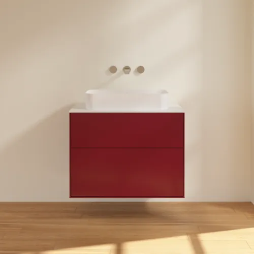 VILLEROY BOCH Toaletní skříňka Finion, 2 výsuvy, 800 x 603 x 501 mm, Peony Matt Lacquer / Glass White Matt #F63100HB, obrázek 3