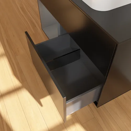 VILLEROY BOCH Toaletní skříňka Finion, s osvětlením, 2 výsuvy, 1000 x 603 x 501 mm, černý matný lak / antracitový matný lak / černé matné sklo #F652GKPD, obrázek 7