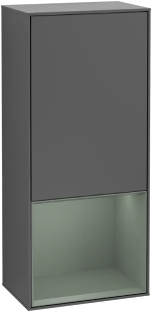 VILLEROY BOCH Boční skříňka Finion, s osvětlením, 1 dveře, 418 x 936 x 270 mm, antracitový matný lak / olivový matný lak #F540GMGK