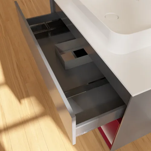 VILLEROY BOCH Toaletní skříňka Finion, s osvětlením, 2 výsuvy, 1000 x 603 x 501 mm, antracit matný lak / pivoňka matný lak / sklo bílé matné #F661HBGK, obrázek 8