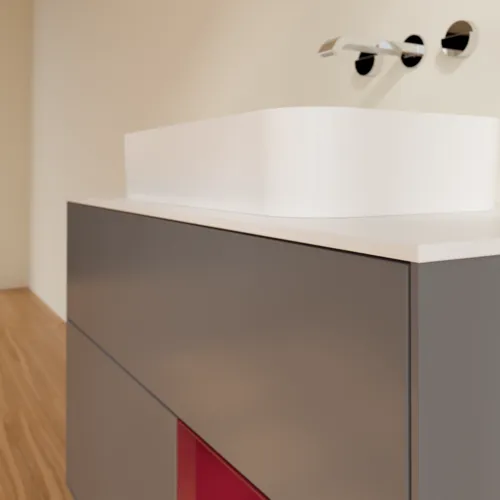 VILLEROY BOCH Toaletní skříňka Finion, s osvětlením, 2 výsuvy, 1000 x 603 x 501 mm, antracit matný lak / pivoňka matný lak / sklo bílé matné #F661HBGK, obrázek 6