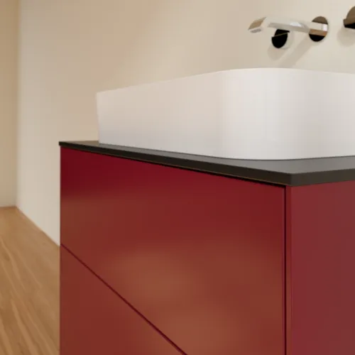 VILLEROY BOCH Toaletní skříňka Finion, 2 výsuvy, 800 x 603 x 501 mm, matný lak Peony / černé matné sklo #F63200HB, obrázek 5