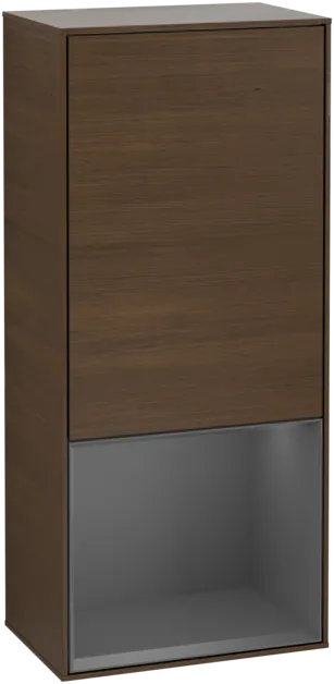 VILLEROY BOCH Boční skříňka Finion, s osvětlením, 1 dvířka, 418 x 936 x 270 mm, ořechová dýha / antracitový matný lak #F540GKGN