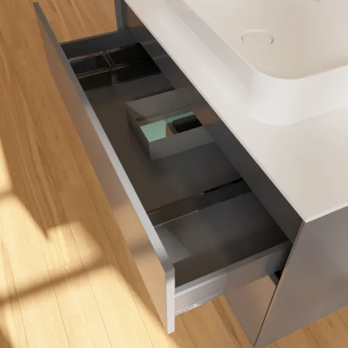 VILLEROY BOCH Toaletní skříňka Finion, s osvětlením, 2 výsuvy, 1000 x 603 x 501 mm, antracitový matný lak / olivový matný lak / bílé matné sklo #F651GMGK, obrázek 8