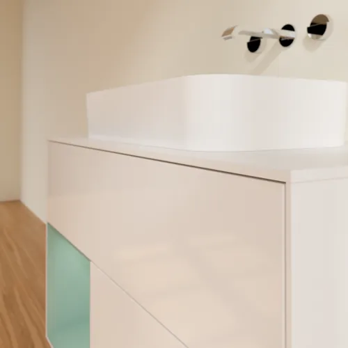 VILLEROY BOCH Toaletní skříňka Finion, s osvětlením, 2 výsuvy, 1000 x 603 x 501 mm, lesklý bílý lak / olivově matný lak / sklo bílé matné #F651GMGF, obrázek 6
