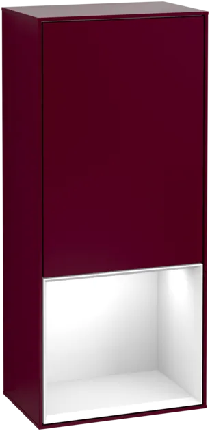 VILLEROY BOCH Boční skříňka Finion, s osvětlením, 1 dvířka, 418 x 936 x 270 mm, matný lak Peony / lesklý bílý lak #F550GFHB