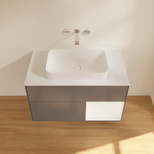 VILLEROY BOCH Toaletní skříňka Finion, s osvětlením, 2 výsuvy, 1000 x 603 x 501 mm, antracitový matný lak / bílý matný lak / bílé matné sklo #F661MTGK, obrázek 4