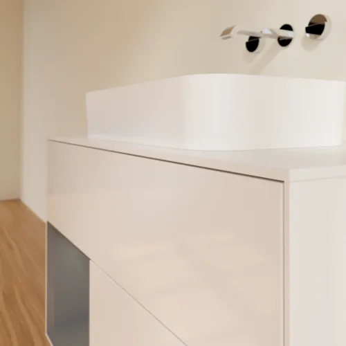 VILLEROY BOCH Umyvadlová skříňka Finion, s osvětlením, 2 výsuvy, 1000 x 603 x 501 mm, lesklý bílý lak / antracitový matný lak / bílé matné sklo #F651GKGF, obrázek 6