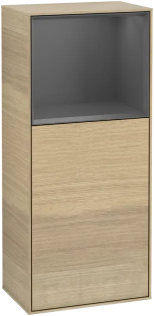 VILLEROY BOCH Boční skříňka Finion, s osvětlením, 1 dvířka, 418 x 936 x 270 mm, dubová dýha / antracitový matný lak #F510GKPC