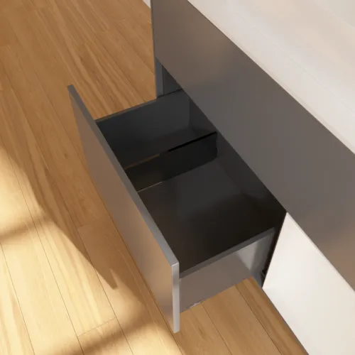 VILLEROY BOCH Toaletní skříňka Finion, s osvětlením, 2 výsuvy, 1000 x 603 x 501 mm, antracit matný lak / lesklý bílý lak / sklo bílé matné #F661GFGK, obrázek 7