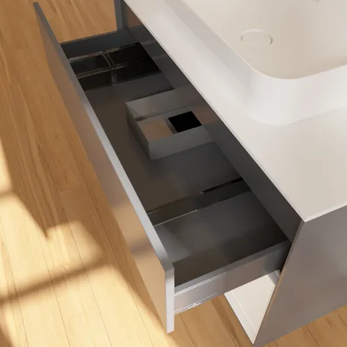 VILLEROY BOCH Toaletní skříňka Finion, s osvětlením, 2 výsuvy, 1000 x 603 x 501 mm, antracit matný lak / lesklý bílý lak / sklo bílé matné #F661GFGK, obrázek 8