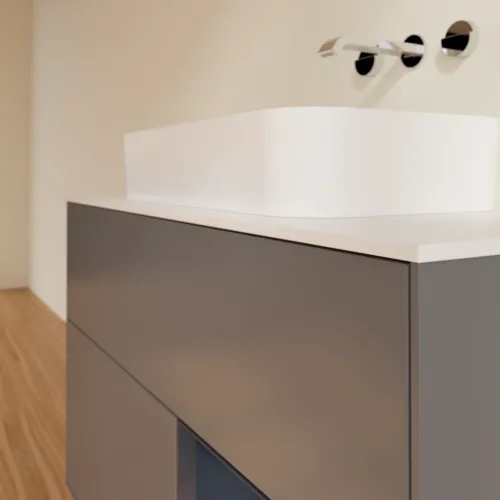VILLEROY BOCH Toaletní skříňka Finion, s osvětlením, 2 výsuvy, 1000 x 603 x 501 mm, antracitový matný lak / půlnoční modrý matný lak / bílé matné sklo #F661HGGK, obrázek 6