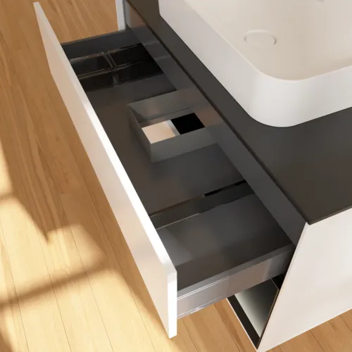 VILLEROY BOCH Toaletní skříňka Finion, s osvětlením, 2 výsuvy, 1000 x 603 x 501 mm, bílý matný lak / černý matný lak / černé matné sklo #F662PDMT, obrázek 6