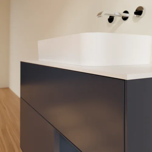 VILLEROY BOCH Toaletní skříňka Finion, s osvětlením, 2 výsuvy, 1000 x 603 x 501 mm, Midnight Blue Matt Lacquer / Midnight Blue Matt Lacquer / Glass White Matt #F661HGHG, obrázek 6