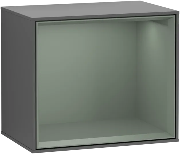 VILLEROY BOCH Regálový modul Finion, s osvětlením, 418 x 356 x 270 mm, antracitový matný lak / olivový matný lak #F580GMGK
