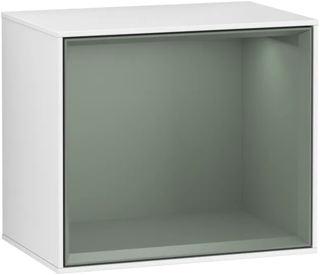 VILLEROY BOCH Policový modul Finion, s osvětlením, 418 x 356 x 270 mm, lesklý bílý lak / olivově matný lak #F580GMGF