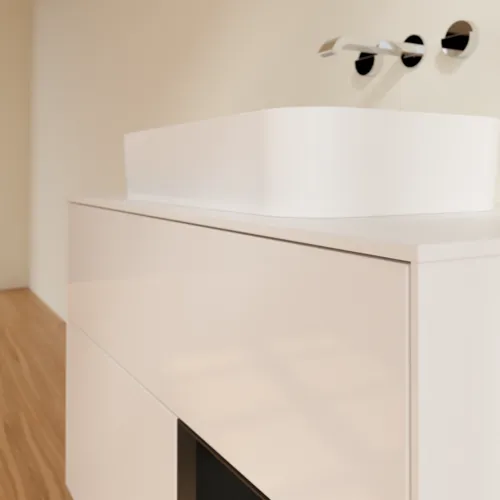 VILLEROY BOCH Umyvadlová skříňka Finion, s osvětlením, 2 výsuvy, 1000 x 603 x 501 mm, lesklý bílý lak / černý matný lak / bílé matné sklo #F661PDGF, obrázek 6