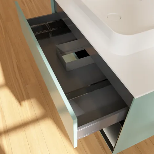 VILLEROY BOCH Toaletní skříňka Finion, s osvětlením, 2 výsuvy, 1000 x 603 x 501 mm, olivový matný lak / černý matný lak / bílé matné sklo #F661PDGM, obrázek 8