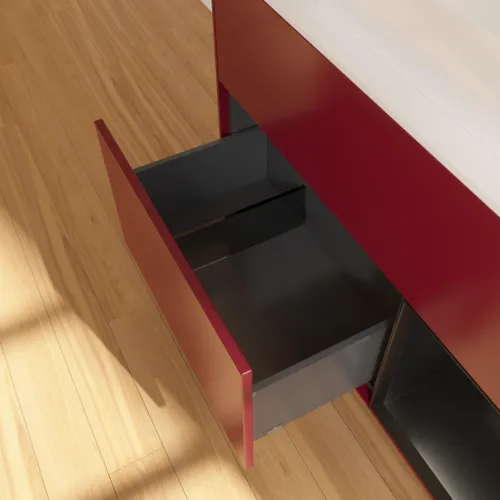 VILLEROY BOCH Toaletní skříňka Finion, s osvětlením, 2 výsuvy, 1000 x 603 x 501 mm, Pivoňka matný lak / Černý matný lak / Sklo bílé matné #F661PDHB, obrázek 7