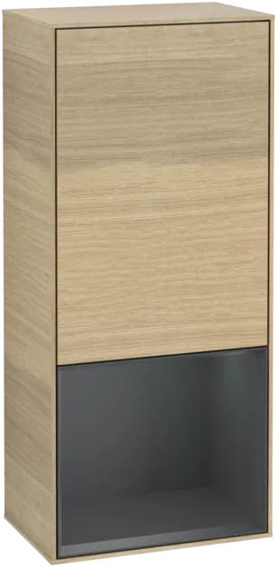 VILLEROY BOCH Boční skříňka Finion, s osvětlením, 1 dvířka, 418 x 936 x 270 mm, dubová dýha / půlnočně modrý matný lak #F550HGPC