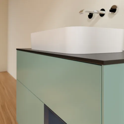 VILLEROY BOCH Toaletní skříňka Finion, s osvětlením, 2 výsuvy, 1000 x 603 x 501 mm, olivový matný lak / půlnoční modrý matný lak / černé matné sklo #F662HGGM, obrázek 6