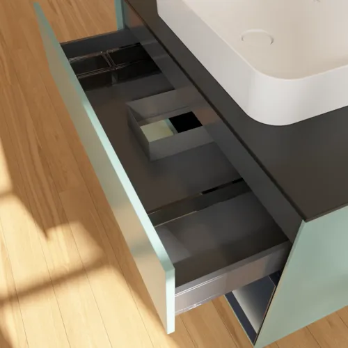 VILLEROY BOCH Toaletní skříňka Finion, s osvětlením, 2 výsuvy, 1000 x 603 x 501 mm, olivový matný lak / půlnoční modrý matný lak / černé matné sklo #F662HGGM, obrázek 8