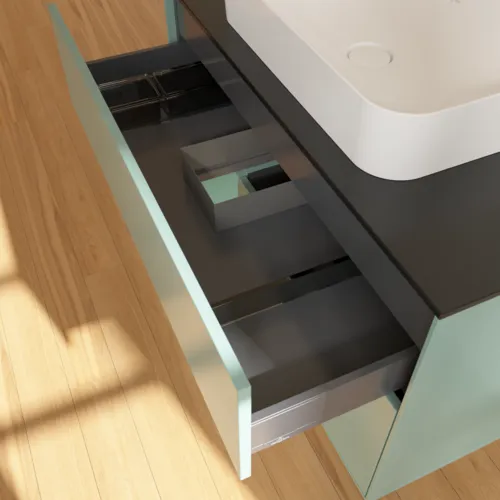 VILLEROY BOCH Toaletní skříňka Finion, s osvětlením, 2 výsuvy, 1000 x 603 x 501 mm, olivově matný lak / olivově matný lak / sklo černé matné #F652GMGM, obrázek 8