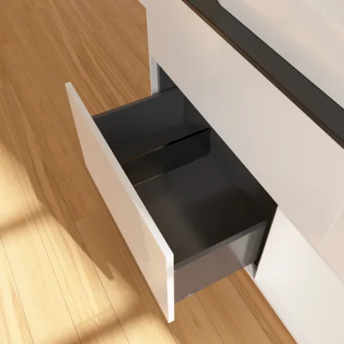 VILLEROY BOCH Toaletní skříňka Finion, s osvětlením, 2 výsuvy, 1000 x 603 x 501 mm, lesklý bílý lak / lesklý bílý lak / sklo černé matné #F662GFGF, obrázek 7