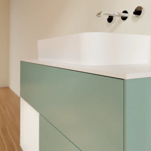VILLEROY BOCH Toaletní skříňka Finion, s osvětlením, 2 výsuvy, 1000 x 603 x 501 mm, olivový matný lak / lesklý bílý lak / sklo bílé matné #F651GFGM, obrázek 6