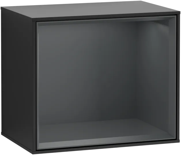 VILLEROY BOCH Policový modul Finion, s osvětlením, 418 x 356 x 270 mm, černý matný lak / půlnočně modrý matný lak #F580HGPD
