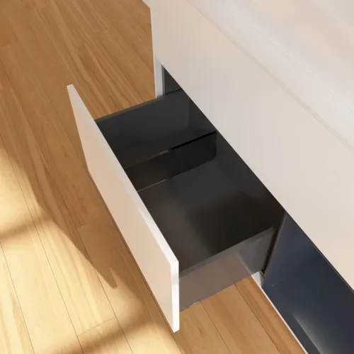 VILLEROY BOCH Toaletní skříňka Finion, s osvětlením, 2 výsuvy, 1000 x 603 x 501 mm, bílý matný lak / půlnoční modrý matný lak / bílé matné sklo #F661HGMT, obrázek 7